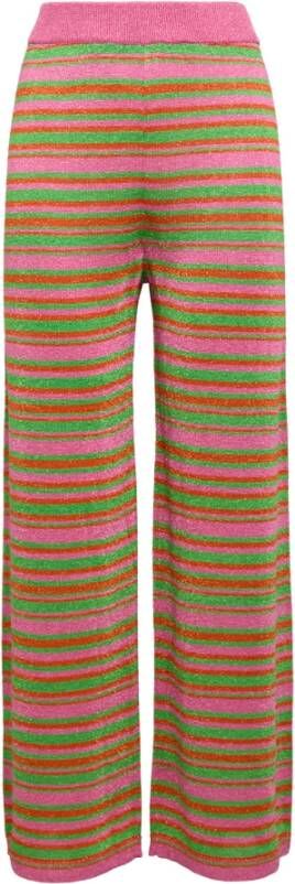 Maliparmi Gestreepte Lurex Broek Pink Dames