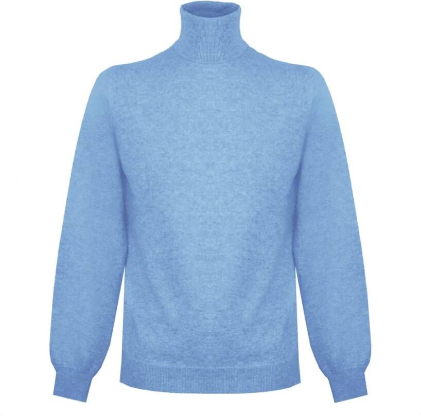Malo Light Blue Cashmere Sweater Blauw