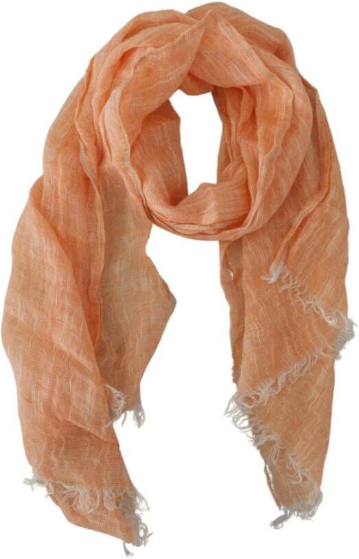 Malo Perzikkleurige Linnen Logo Sjaal voor Vrouwen Oranje Dames