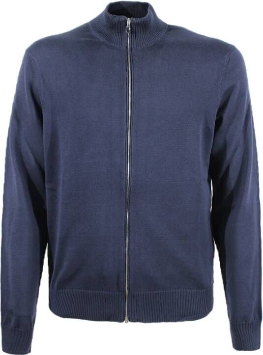Malo Sweater met rits Blauw Heren