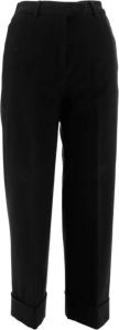 Malo Trousers made of cotton High elasticated waist Hook and eye with concealed zip fastening Straight leg Side pockets Back welt pockets Bottom flap Black Made in Italy Composition: 98% cotton 2% elastane Zwart Dames