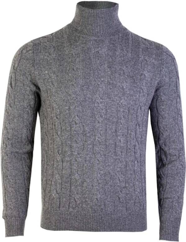 Malo Turtleneck Sweater With Braids Grijs Heren