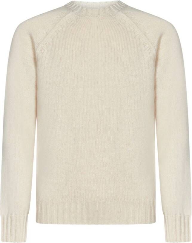 Malo Witte Gebreide Crewneck Sweater voor Heren White Heren