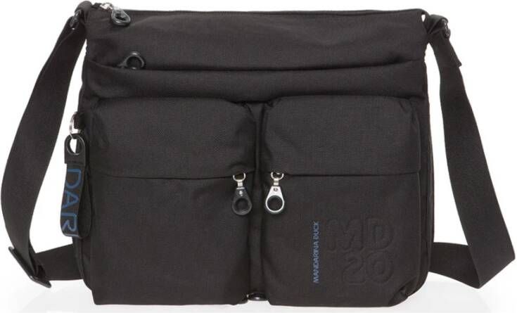 Mandarina Duck Uitbreidbare schoudertas in polyester met logok sleutelhanger Zwart Dames