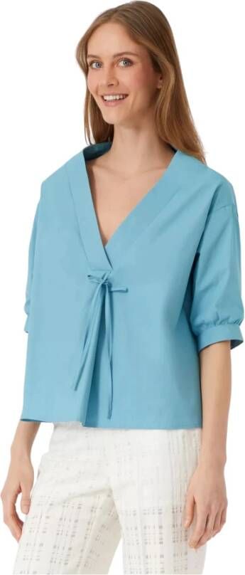 Manila Grace Blouse met halslijn Blauw Dames