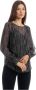 Manila Grace Lange Mouw Blouse Black Dames - Thumbnail 1