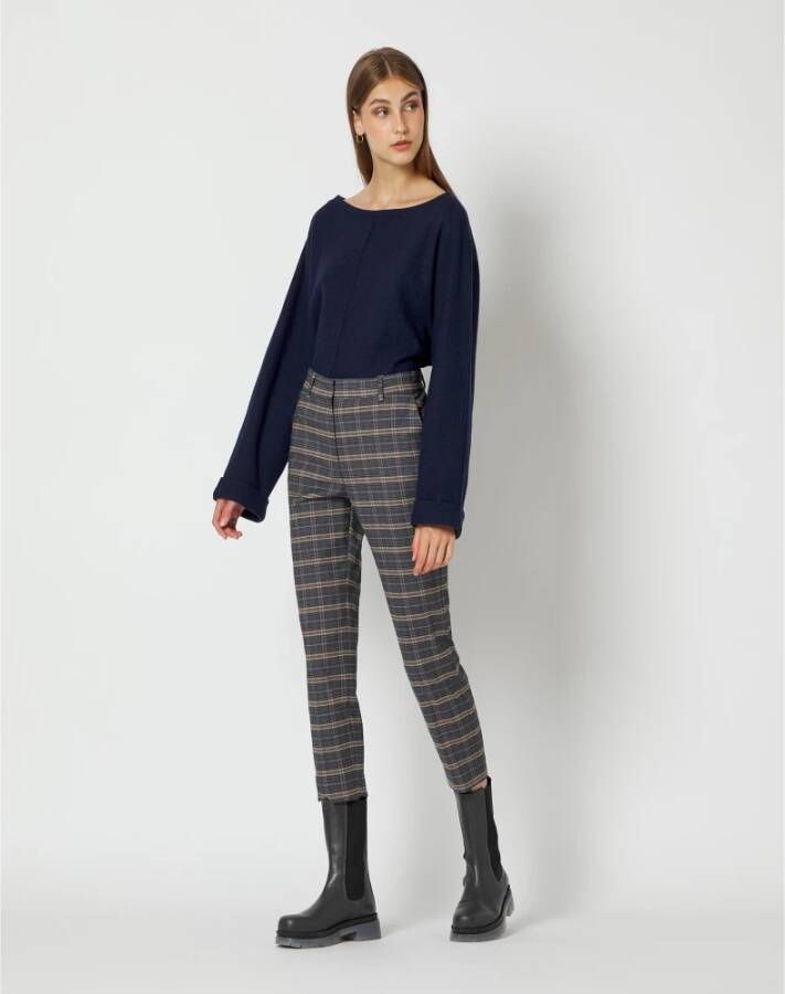 Manila Grace Chino -broek met check -check art. P084Pq Grijs Dames