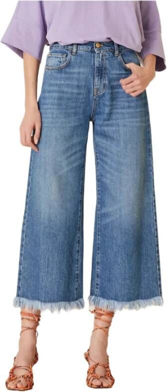 Manila Grace Cropped Jeans Blauw Dames