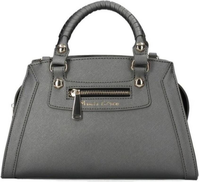 Manila Grace Dames Saffiano Tas met Geweven Handvat Pink Dames