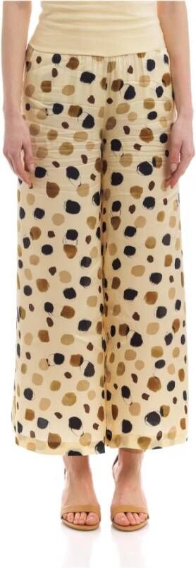 Manila Grace Leather Trousers Beige Dames