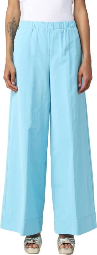 Manila Grace Leather Trousers Blauw Dames