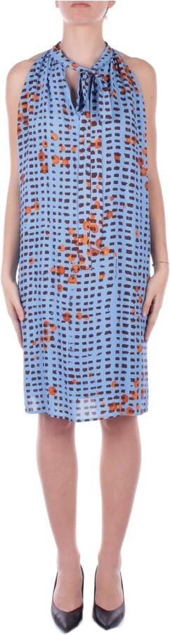 Manila Grace Lichtblauwe Jurk met Strikbandjes Blue Dames - Foto 6