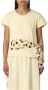 Manila Grace Katoenen Jersey T-Shirt met Polka Dot Band Beige Dames - Thumbnail 1