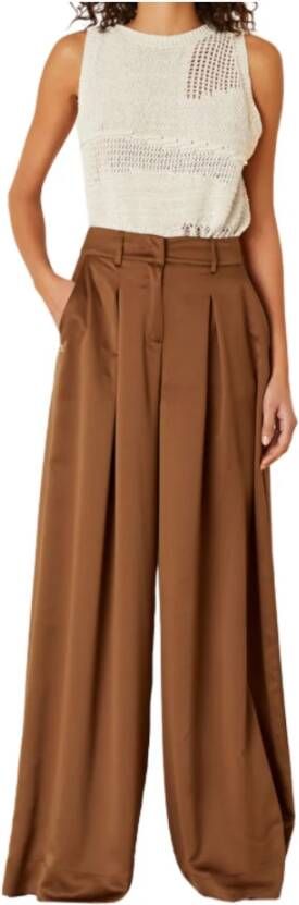 Manila Grace Leather Trousers Brown Dames
