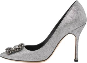 Manolo Blahnik Pre-owned Fabric heels Grijs Dames
