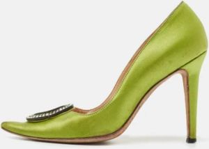 Manolo Blahnik Pre-owned Fabric heels Groen Dames