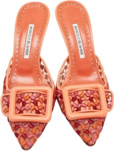 Manolo Blahnik Pre-owned Fabric sandals Oranje Dames