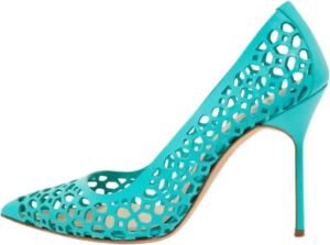 Manolo Blahnik Pre-owned Leather heels Blauw Dames