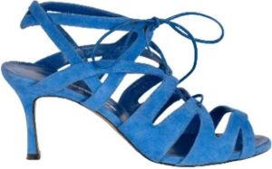 Manolo Blahnik Pre-owned Leather heels Blauw Dames
