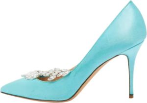 Manolo Blahnik Pre-owned Satin heels Blauw Dames
