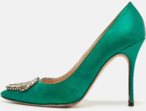 Manolo Blahnik Pre-owned Satin heels Groen Dames