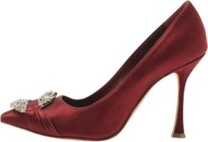 Manolo Blahnik Pre-owned Satin heels Rood Dames