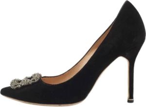 Manolo Blahnik Pre-owned Velvet heels Zwart Dames