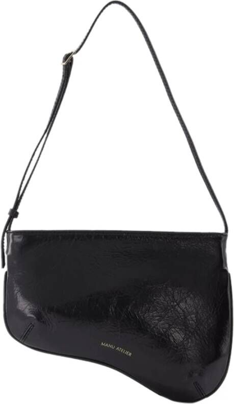 Manu Atelier Curve Bag in Black Leather Zwart Dames