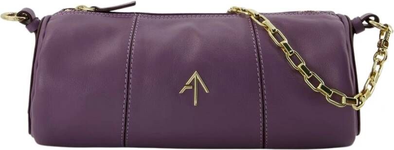 Manu Atelier Cylinder Bag in Purple Leather Paars Dames