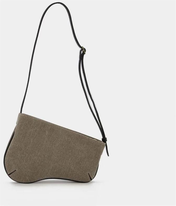 Manu Atelier Shoppers Mini Curve Hobo Bag Grey Black Denim in zwart - Foto 3