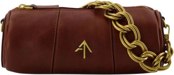 Manu Atelier Mini Cylinder XX Bag in Brown Leather Bruin Dames