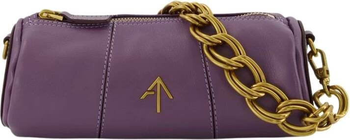 Manu Atelier Mini Cylinder XX Bag in Purple Leather Paars Dames