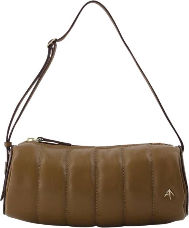 Manu Atelier Padded Cylinder Bag in Brown Leather Bruin Dames