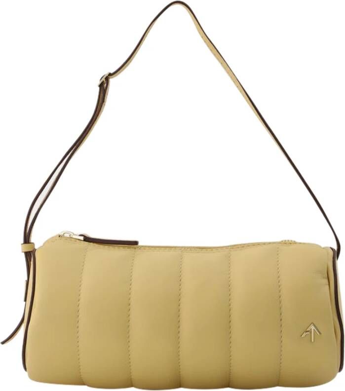 Manu Atelier Padded Cylinder Bag in Cream Leather Beige Dames