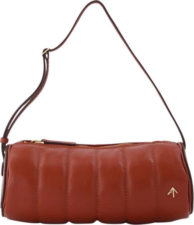Manu Atelier Padded Cylinder Bag in Red Leather Rood Dames