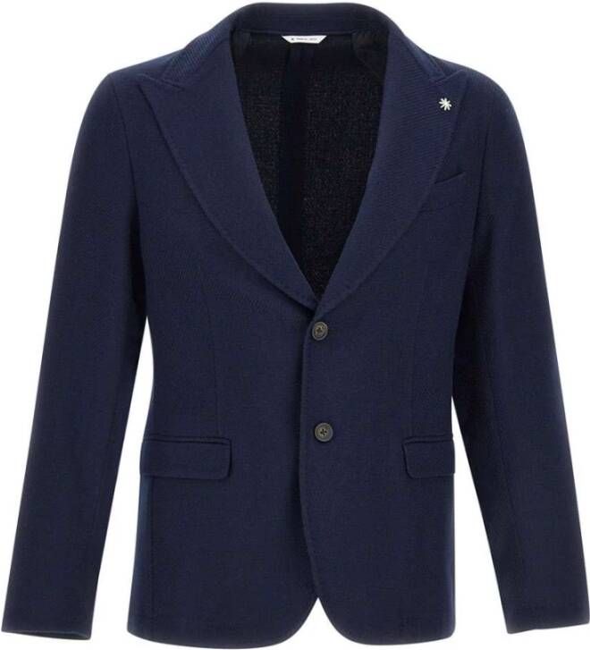 Manuel Ritz Donkerblauwe Gestreepte Blazer voor Heren Blauw Heren