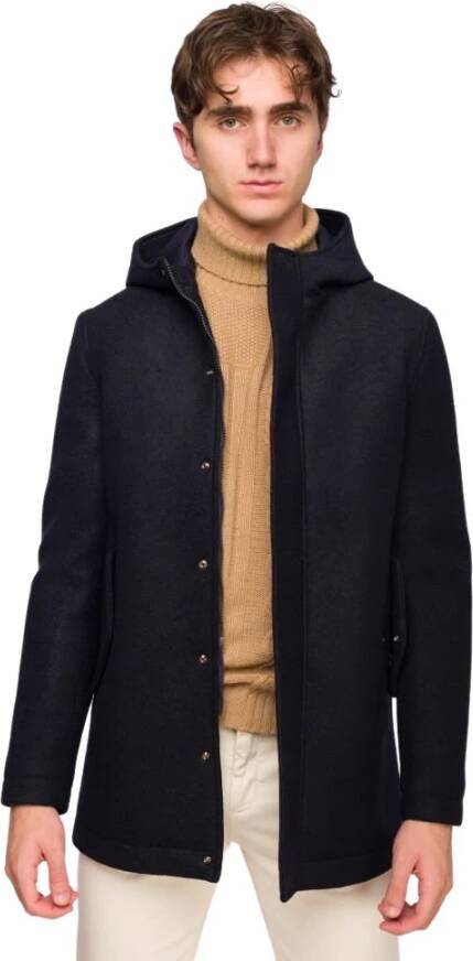 Manuel Ritz Single-Breasted Coats Blauw Heren