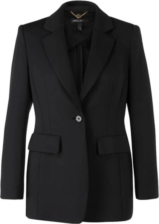 Marc Cain Tijdloze zwarte blazer met klassiek design en vrouwelijke pasvorm Black Dames
