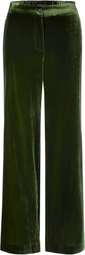 Marc Cain Elegante broek met hoge taille en wijde pijpen Green Dames