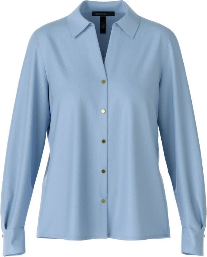Marc Cain Lichtblauwe blouse met pofmouwen Blue Dames