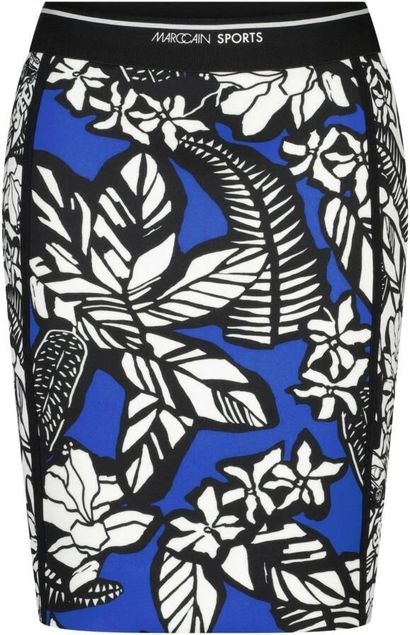 Marc Cain Knielange rok met elastische band met logo