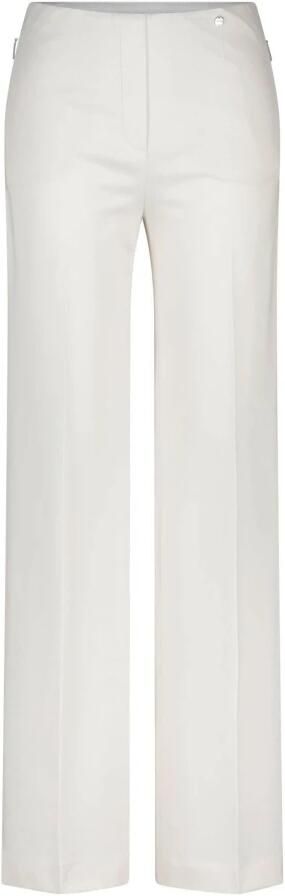Marc Cain Comfortabele Jersey High-Waist Wijde Pijpen Broek White Dames