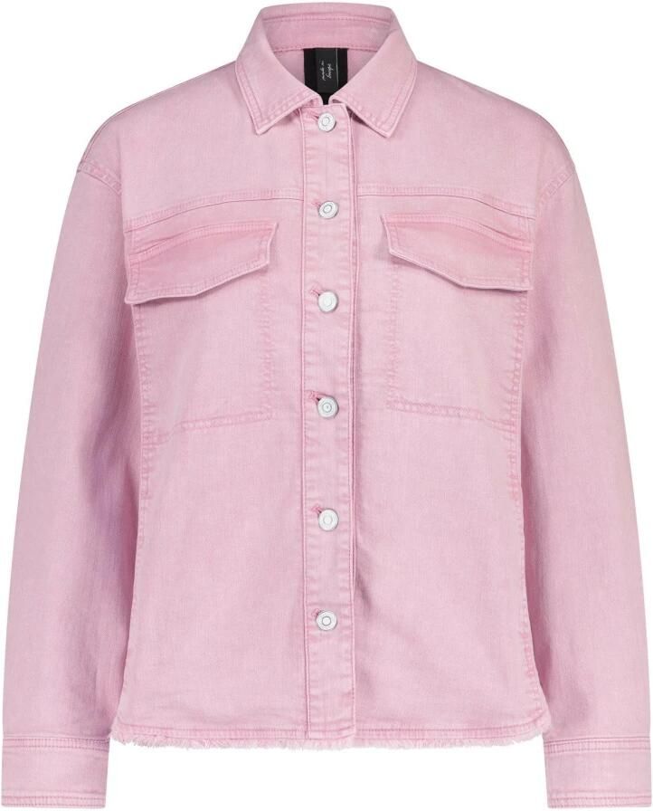 Marc Cain Denim Blouse Losse Pasvorm Knoopsluiting Borstzakken Pink Dames