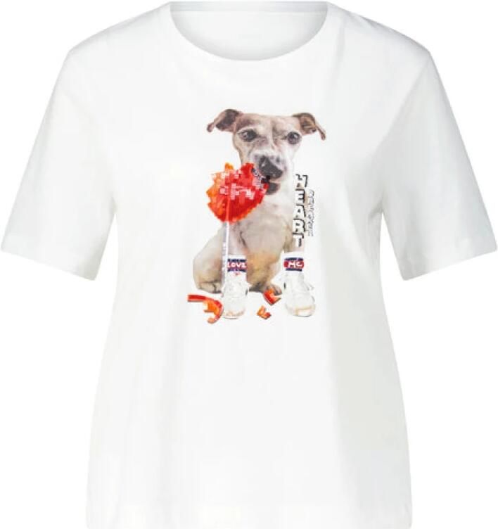 Marc Cain T-shirt met pailletten en siersteentjes