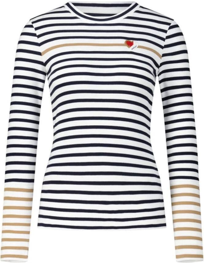 Marc Cain Shirt met lange mouwen van viscose met labelpatch