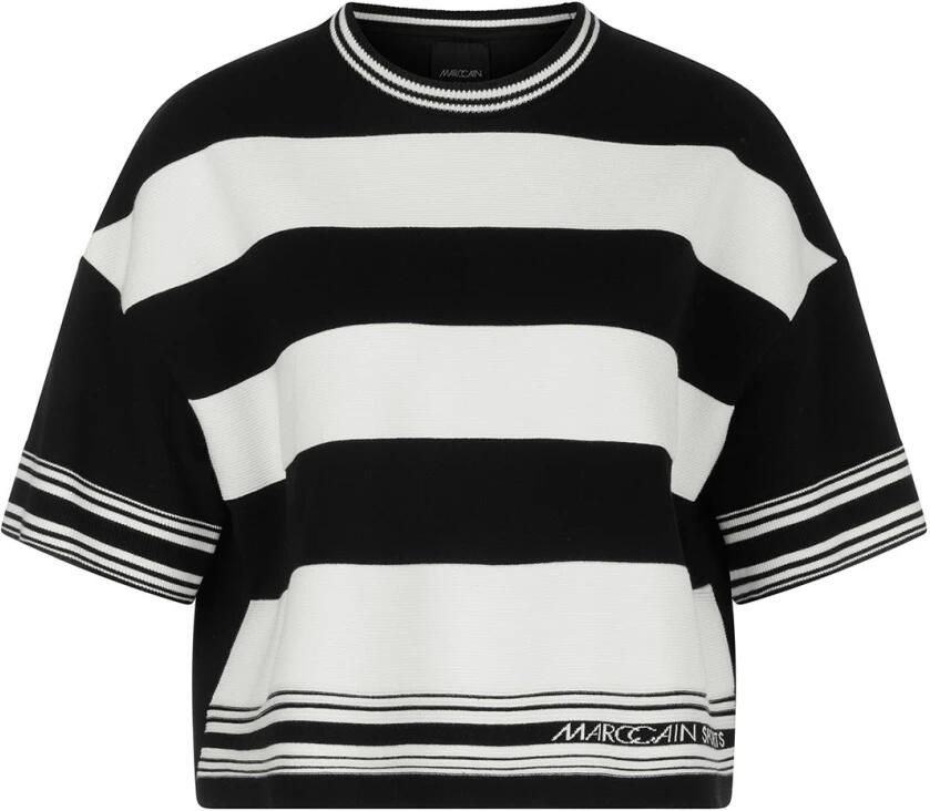 Marc Cain Gestreepte Cropped Pullover Black Dames