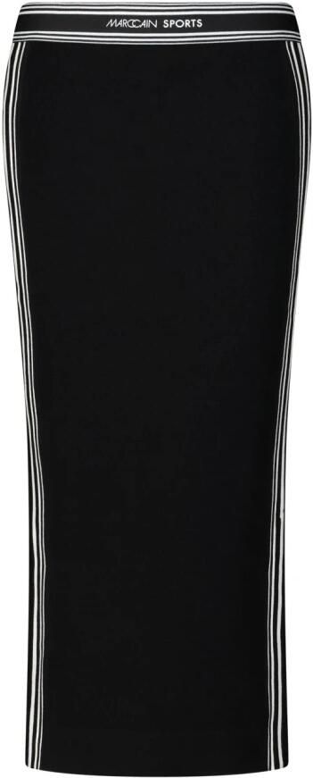 Marc Cain Gestreepte Zijdelingse Split Sportieve Rok Black Dames
