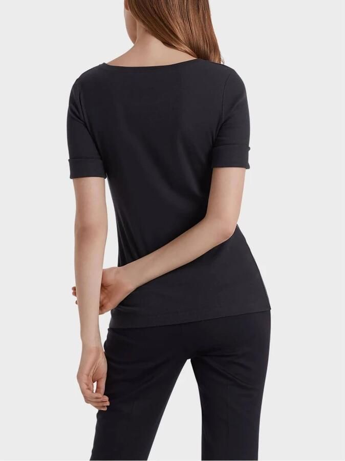 Marc Cain Middernachtblauw Geribbeld T-shirt met Getinte Overlock-naden Blue Dames - Foto 3