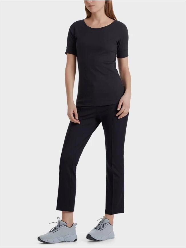 Marc Cain Middernachtblauw Geribbeld T-shirt met Getinte Overlock-naden Blue Dames - Foto 5