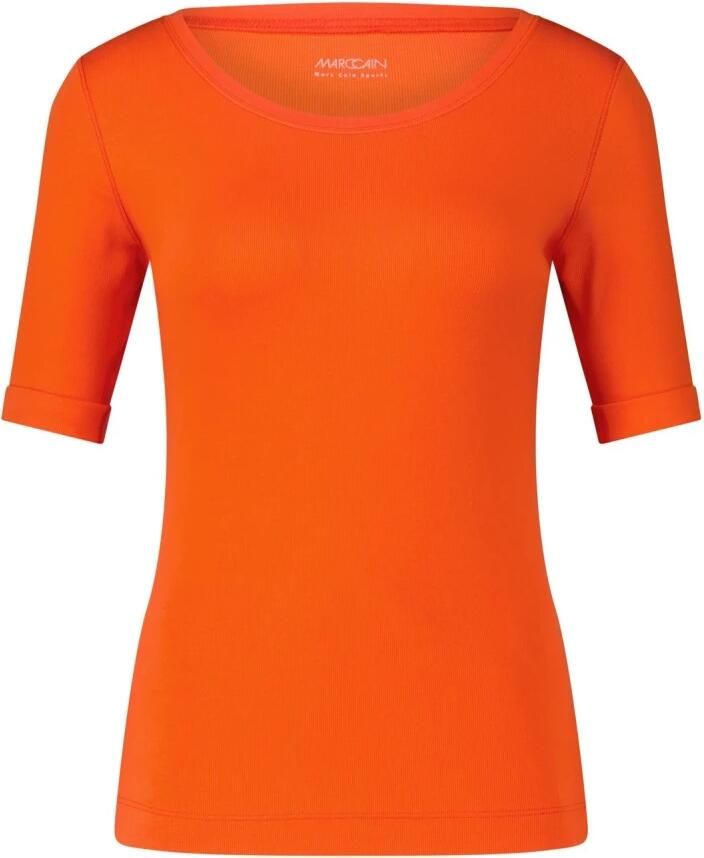 Marc Cain Stretch katoenen geribbeld longsleeve shirt Red Dames